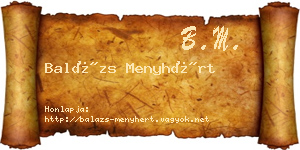Balázs Menyhért névjegykártya